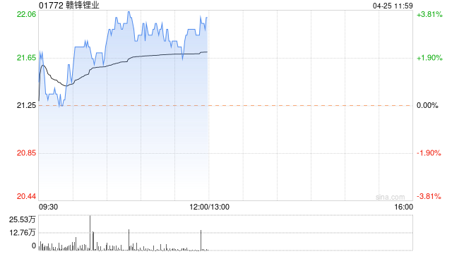 赣锋锂业现涨超3% 大和将目标价由29.5港元下降至29港元